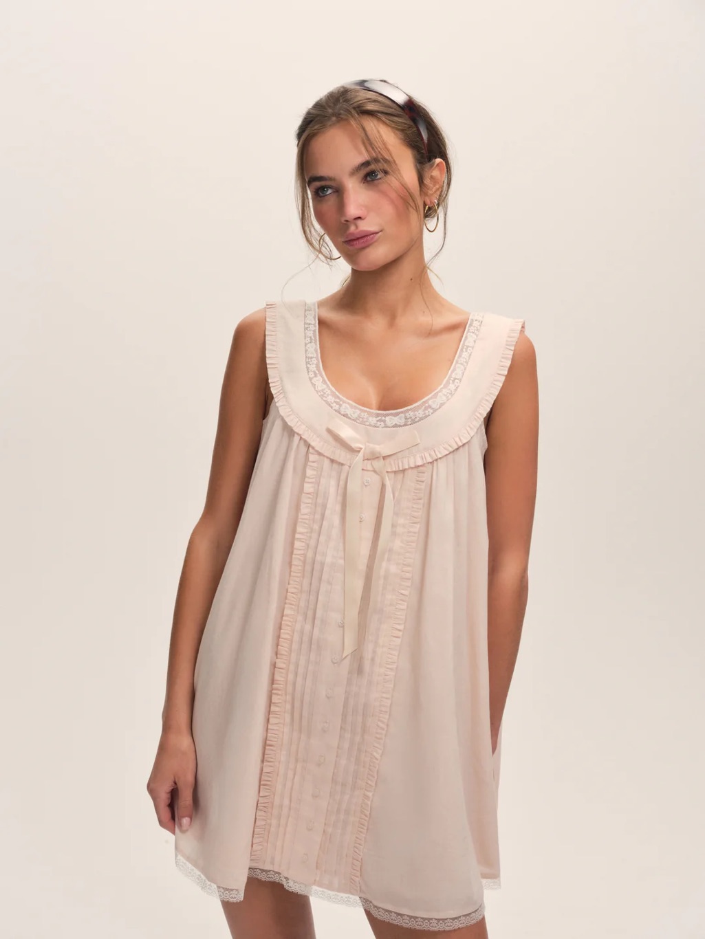 Nwt (L) For Love & Lemons - *Pink* Venetia Cotton Slip Dress Nightgown, Chemise